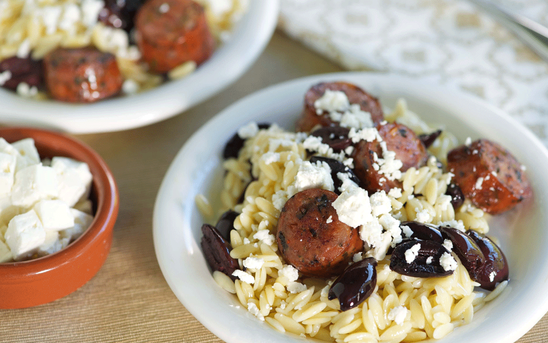 Orzo-with-Spicy-Sausage,-Real-Feta-and-Olives